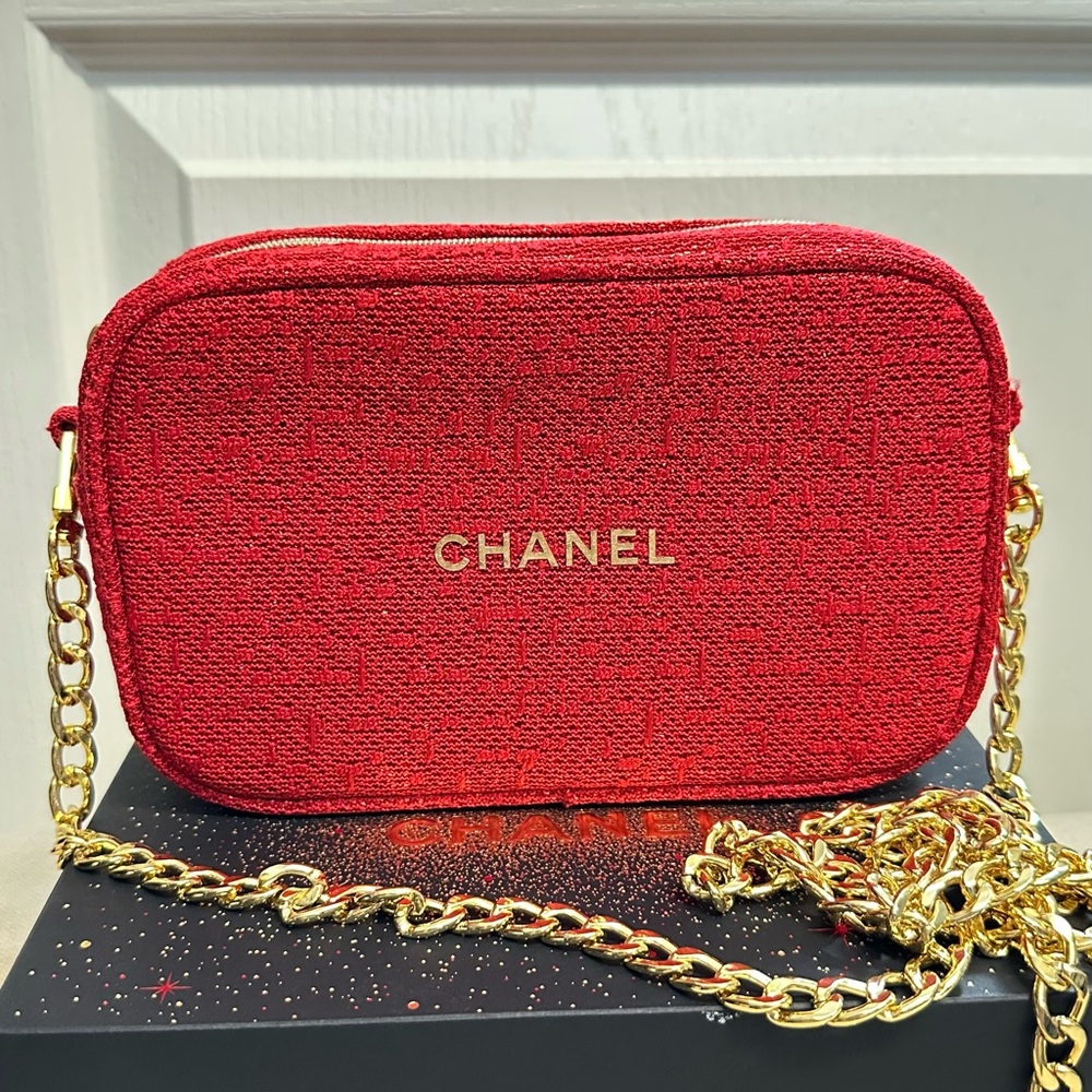 Chanel Cosmetic Pouch Converted Into Crossbody  Bag With Box